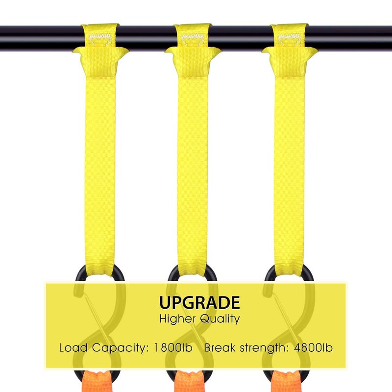 JCHL Soft Loop Tie Down Straps 1800Lbs Load Capacity, Tie Down Loops for Securing ATV UTV Motorcycles Scooters Dirt Bikes Lawn Garden Equipment Yellow (8 Pack) - Image 4